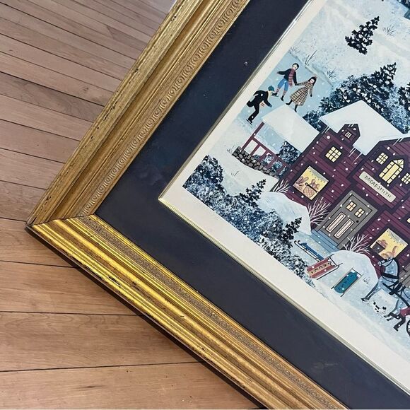 Jane Wooster Scott Pencil Signed Lithograph Custom Framed A Winter Long Ago - Picture 6 of 9